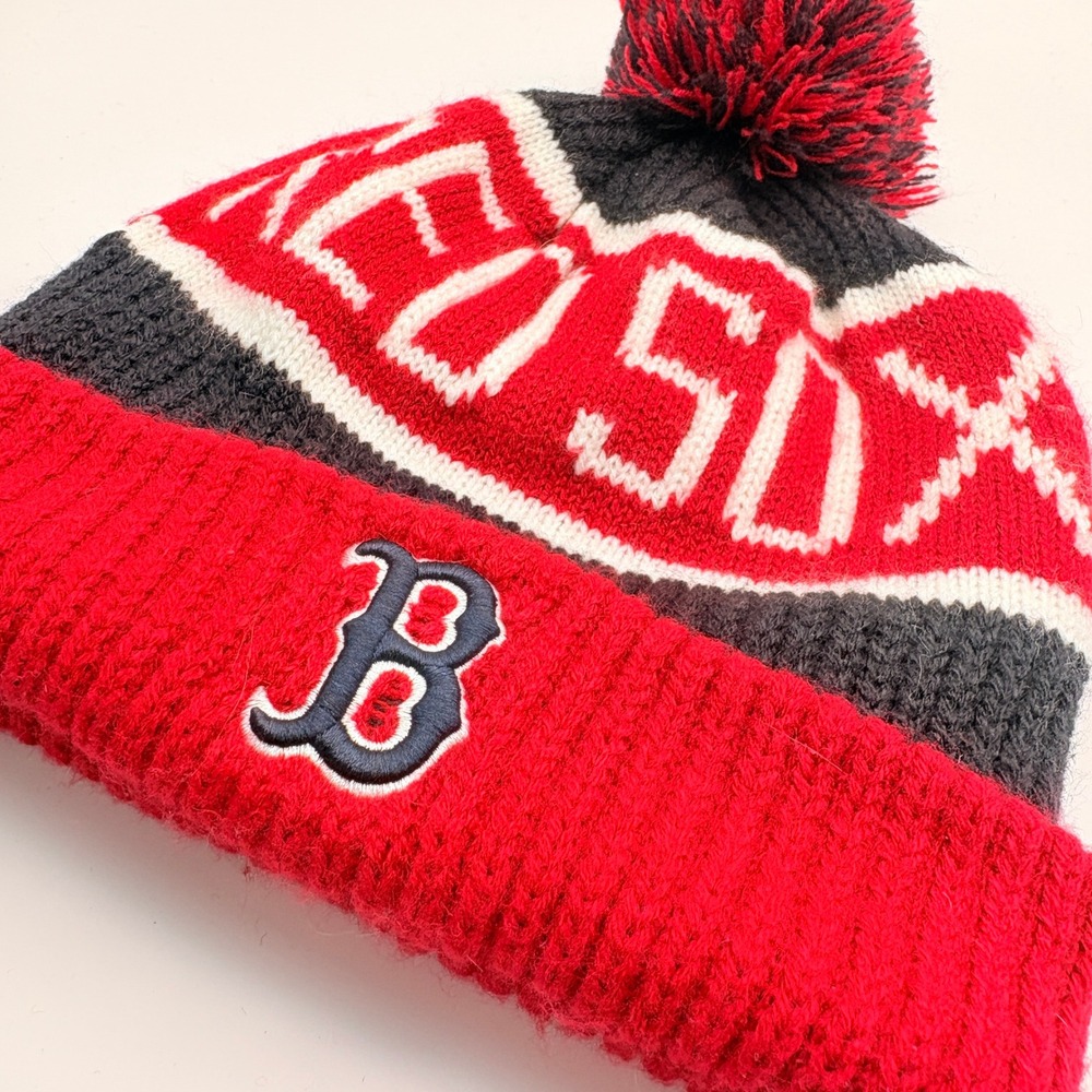 Boston Red Sox Cuffed Pom Pom Knit Beanie MLB '47 Brand One Size - Picture 2 of 7